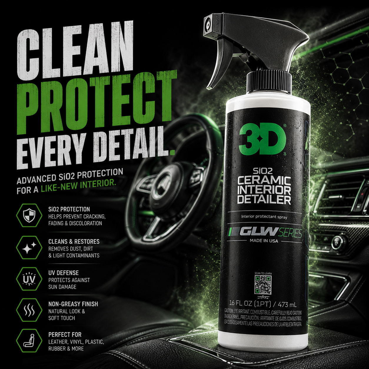 GLW SiO2 CERAMIC INTERIOR DETAILER - ספריי דיטיילר קרמי פנימי