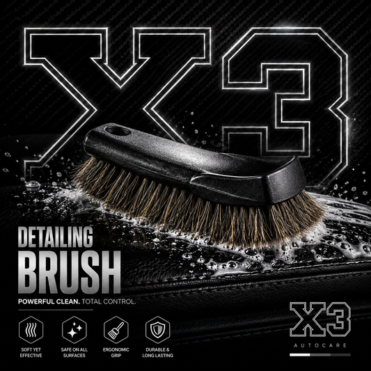 X3 Leather Brush - מברשת ידית עץ שערות סוס לניקוי עור