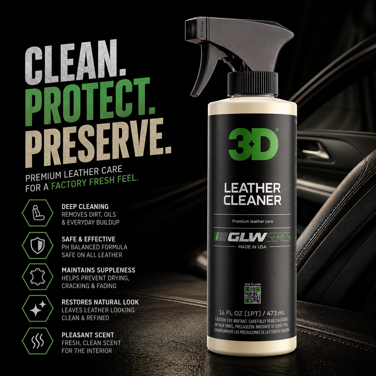GLW LEATHER CLEANER - חומר ניקוי לעור פלסטיק וויניל
